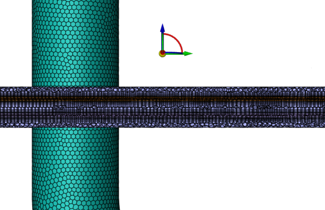 Heat exchanger tube bank model mesh cross section