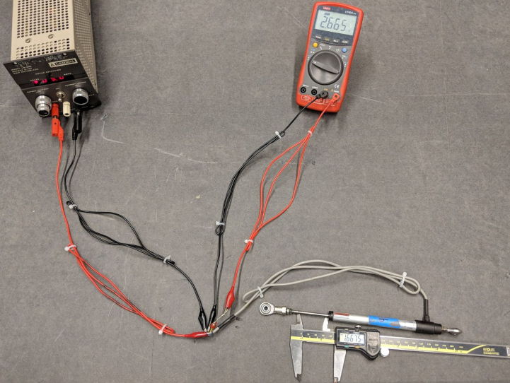 Linear potentiometer calibration setup